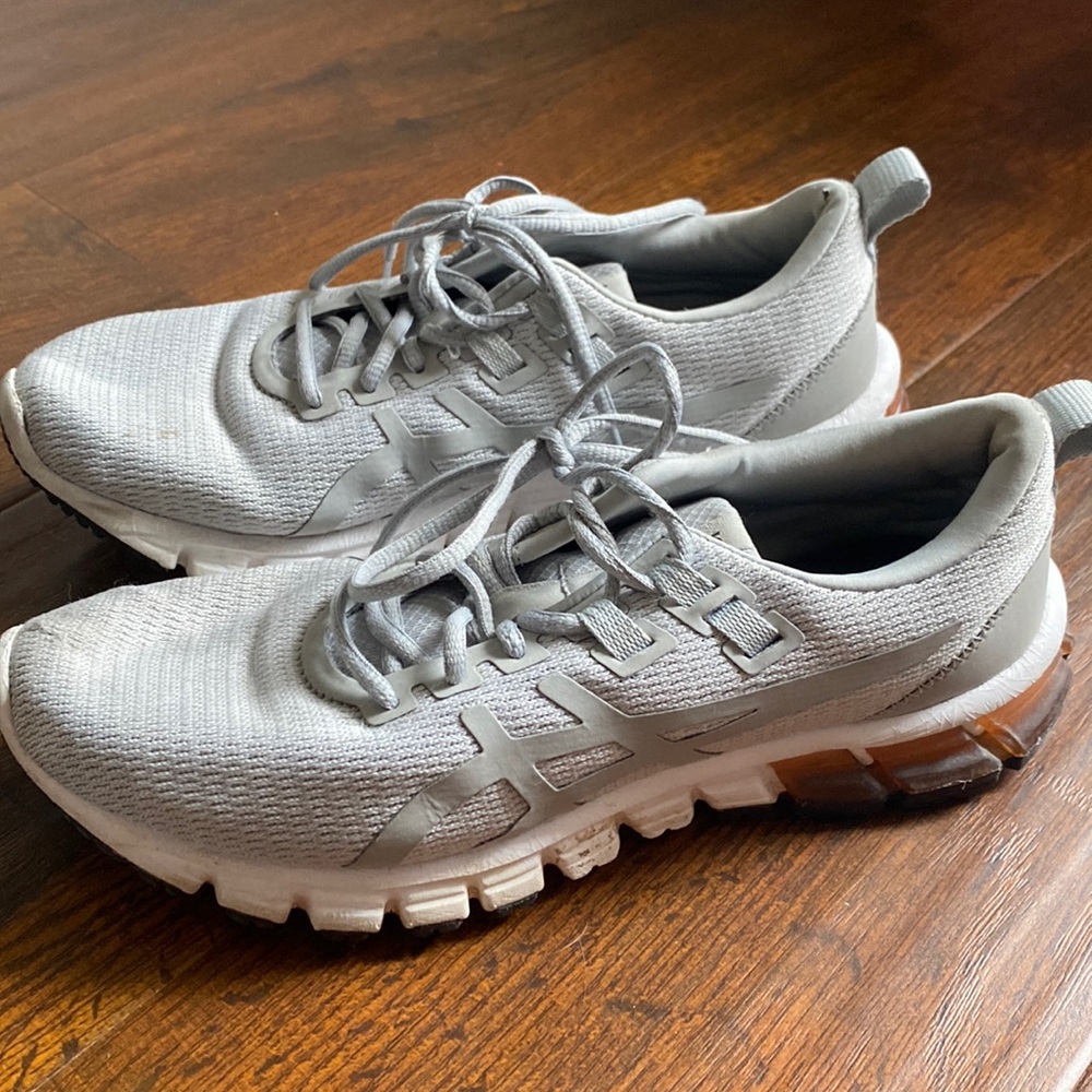 Grey Asics running shoe